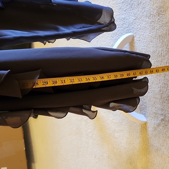 Vintage ASHRO Ruffle Flowy Chiffon Lined Dress Pants in Charcoal Gray Size L - Picture 9 of 11